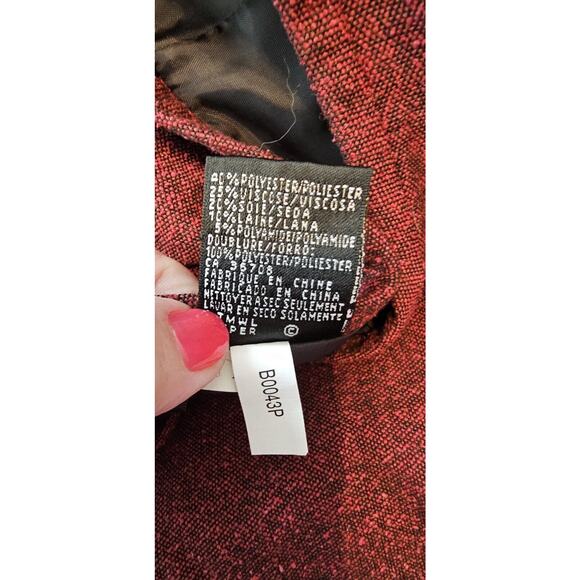 KASPER Petite Tweed Maroon Red 2 Pcs Skirt Jacket‎ Suit Set Career Church Sz 10P - Picture 9 of 9